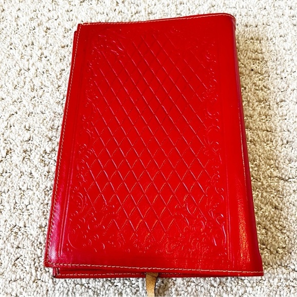 Red Leather Book Cover Gold Ancient Egyptian Hieroglyphs Pharaoh w/Page Marker - Picture 2 of 8